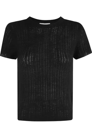 Vince Koszulki, Kobieta, Czarny, M, Kaszmir, Czarny Sweter z Waffle Knit Crew Neck