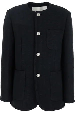 DUNST Kurtki, Kobieta, Czarny, S, Tweed, Oversized Bez Kołnierza Tweedowa Kurtka Czarna
