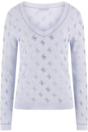 Guess Swetry, Kobieta, Niebieski, XL, Lekki niebieski sweter z dzianiny