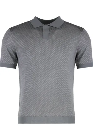 Emporio Armani Swetry, Mężczyzna, Szary, S, Żakardowy sweter z bawełny polo