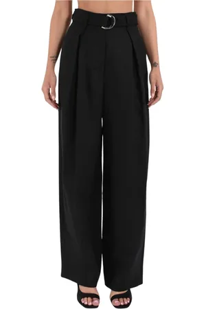 Max Mara Spodnie, Kobieta, Czarny, XS, Len, Szerokie lniane spodnie Model Jane