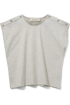 Sofie Schnoor Koszulki, Kobieta, Szary, L, Szara Mel T-shirt z guzikami