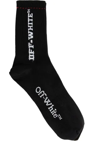 OFF-WHITE Bielizna, Mężczyzna, Czarny, L, Czarne Białe Przemysłowe Skarpety Średnie