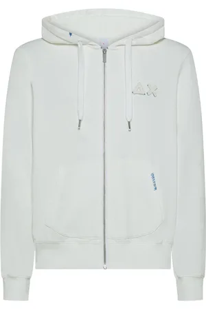 sun68 Bluzy, Mężczyzna, Biały, M, Vintage Broken Fleece Hoodie Zip