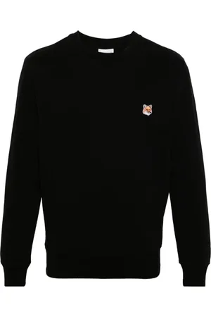 Maison Kitsuné Bluzy, Mężczyzna, Czarny, S, Czarny Sweter z naszywką Lisiej Głowy