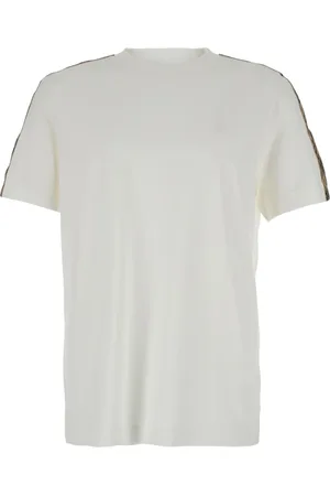 Burberry Koszulki, Mężczyzna, Biały, S, Check Tape T-shirt Slim Fit
