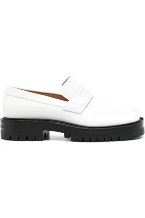 Maison Margiela Buty, Kobieta, Biały, 36 EU, Skóra, Białe mokasyny Tabi County Stylish