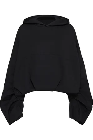 DRIES VAN NOTEN Bluzy, Kobieta, Czarny, S, Czarna Oversize Bawełniana Bluza