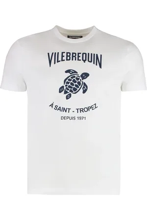 Vilebrequin Koszulki, Mężczyzna, Biały, M, Żakardowy bawełniany T-shirt z okrągłym dekoltem