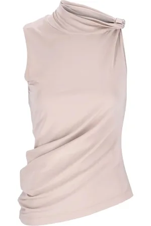 Courrèges Koszulki, Kobieta, brązowy, S, Brązowy Drape Jersey Top
