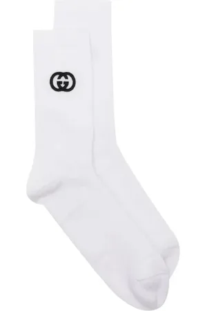 Gucci Bielizna, Mężczyzna, Biały, L, Len, Luksusowe Skarpety Interlocking G Białe