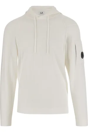 C.P. Company Bluzy, Mężczyzna, Biały, M, Biała Bawełniana Bluza z Logo