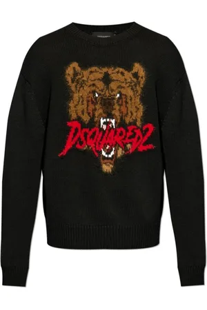 Dsquared2 Swetry, Mężczyzna, Czarny, L, Stylowe Swetry dla Modnego Wyglądu
