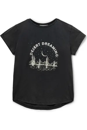 Sofie Schnoor Koszulki, Kobieta, Czarny, XS, Bawełna, Graficzny T-shirt Czarny Prany Bawełna