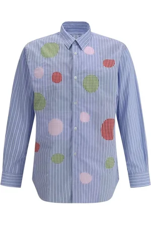 Comme des Garçons Koszule, Mężczyzna, Niebieski, L, Koszula w Paski z Bawełny Klasyczny Kołnierz