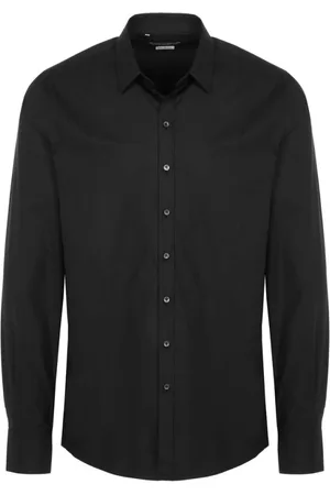 Dolce & Gabbana Koszule, Mężczyzna, Czarny, S, Czarna Bawełniana Koszula z Kołnierzykiem Kent