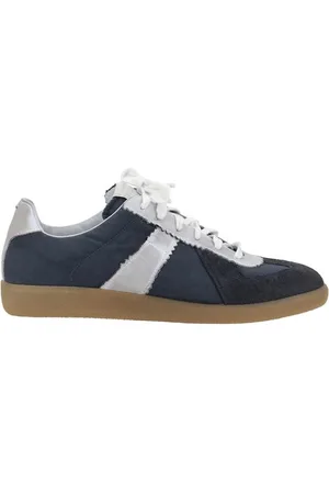 Maison Margiela Buty, Mężczyzna, Niebieski, 40 EU, Zamsz, Suede Sneakers z Eleganckimi Szczegółami