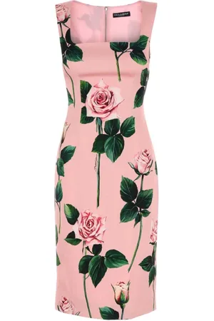 Dolce & Gabbana Sukienki, Kobieta, Wielobarwność, M, Sukienka z drukowanego satyny