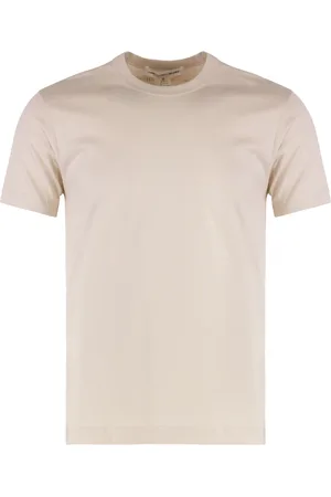 Comme des Garçons Koszulki, Mężczyzna, Beżowy, XL, Żakardowy Bawełniany T-shirt z okrągłym dekoltem