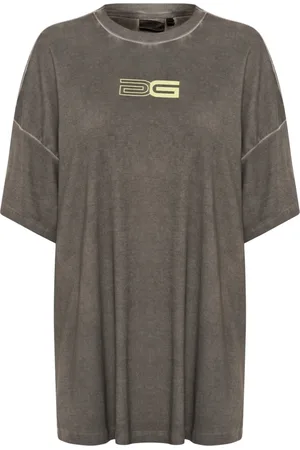 Gestuz Koszulki, Kobieta, Szary, M, Czarna Oil Washed Tee Top
