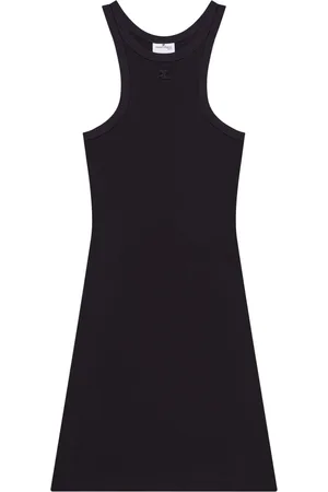 Courrèges Sukienki, Kobieta, Czarny, XS, Czarna Kontrastowa Sukienka Scuba Mini