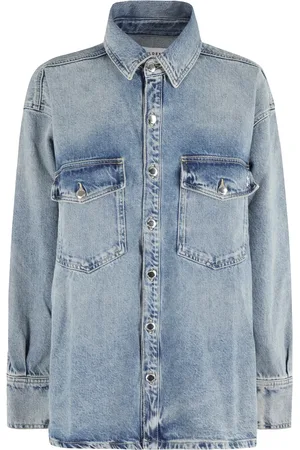 Icon Denim Bluzki, Kobieta, Niebieski, M, Denim, Vintage Niebieska Koszula Dżinsowa