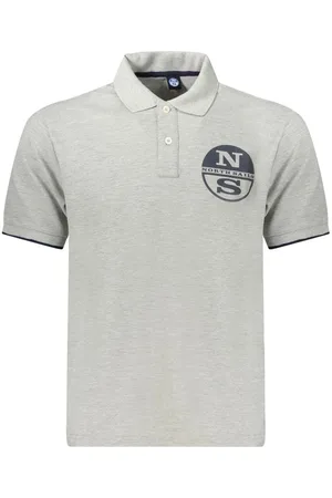 North Sails Koszulki, Mężczyzna, Szary, 3XL, Bawełna, Szara Bawełniana Koszulka Polo z Odważnym Nadrukiem