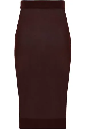 Saint Laurent Spódnice, Kobieta, brązowy, M, Spódnica midi z elastycznym pasem
