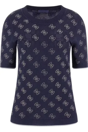 Guess Swetry, Kobieta, Niebieski, L, Niebieski Sweter Z Dzianiny