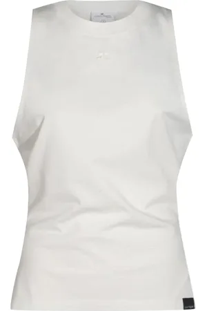 Courrèges Koszulki, Kobieta, Biały, M, Czarna Tank Top Damska Koszula