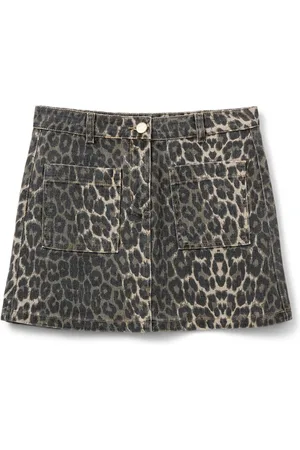 Sofie Schnoor Spódnice, Kobieta, brązowy, XL, Spódnica z Wzorem Leoparda i Kieszeniami