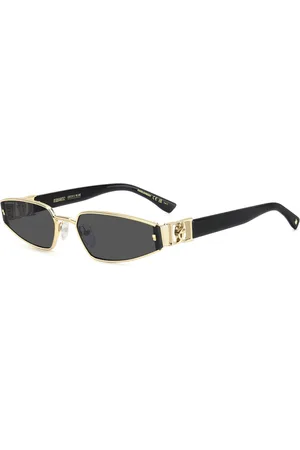Dsquared2 Akcesoria, Kobieta, Żółty, 61 MM, Stylowe okulary przeciwsłoneczne czarna oprawka