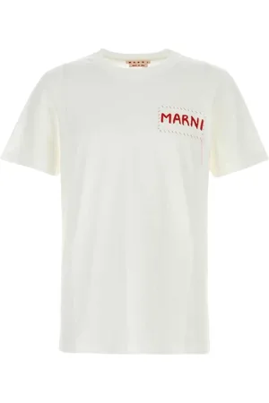 Marni Koszulki, Mężczyzna, Biały, L, Klasyczny Bawełniany T-shirt dla Mężczyzn