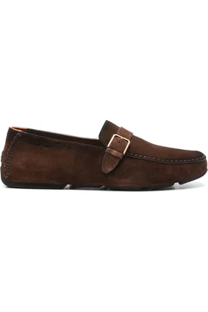 santoni Buty, Mężczyzna, brązowy, 41 1/2 EU, Brązowe Skórzane Buty z Klamrą