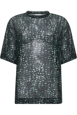DRIES VAN NOTEN Bluzki, Kobieta, Zielony, M, Zielony T-shirt z nadrukiem Orchid Spots