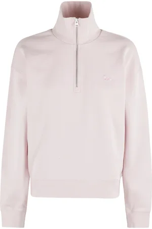 Maison Kitsuné Bluzy, Kobieta, Różowy, S, Baby Fox Half Zip Sweatshirt