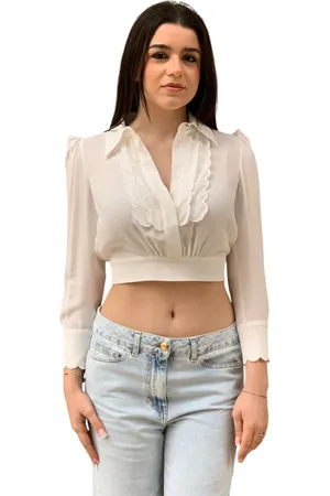 Elisabetta Franchi Bluzki, Kobieta, Biały, M, 100%Vi Stylowa Modna Sukienka
