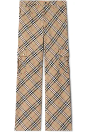 Burberry Spodnie, Kobieta, brązowy, 3XS, Brązowe lniane bawełniane spodnie