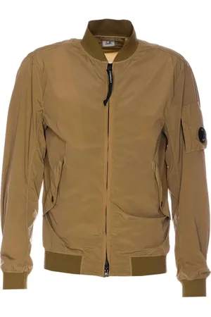 C.P. Company Kurtki, Mężczyzna, brązowy, L, Nylon, Stylowa Khaki Nylonowa Kurtka Bomber
