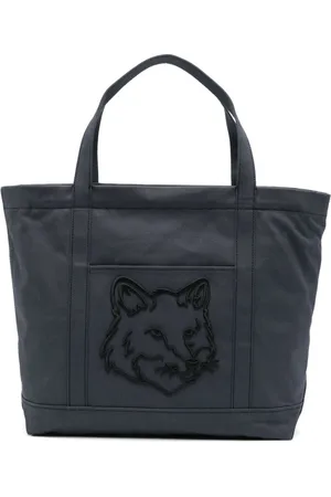 Maison Kitsuné Torebki, Mężczyzna, Niebieski, ONE SIZE, Niebieska torba z liszą głową