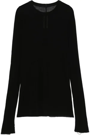 Rick Owens Koszulki, Kobieta, Czarny, L, Czarna Długi Rękaw z Dżerseju
