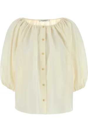 Serafini Bluzki, Kobieta, Beżowy, 2XS, Len, Ivory Polyester Blend Koszula