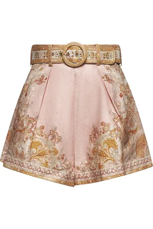 ZIMMERMANN Szorty, Kobieta, brązowy, L, Wielokolorowe Szorty z Lnu Acacia