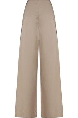 Alberta Ferretti Spodnie, Kobieta, Beżowy, S, Beżowe Spodnie Wide-Leg