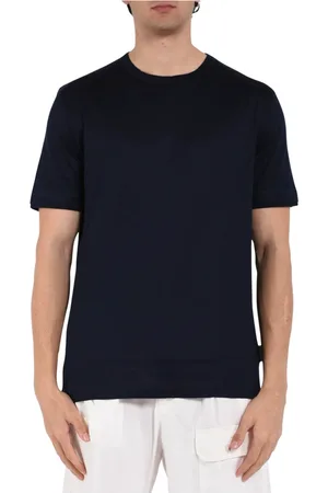 Paolo Pecora Koszulki, Mężczyzna, Niebieski, 2XL, Bawełniany T-shirt z Okrągłym Dekoltem
