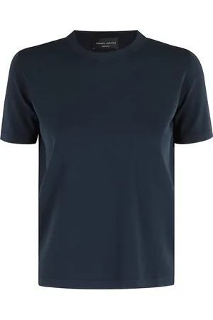 Roberto Collina Koszulki, Kobieta, Niebieski, XS, Niebieski T-shirt z Okrągłym Dekoltem dla Kobiet