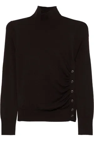 Pinko Swetry, Kobieta, brązowy, L, Len, Brązowy Wełniany Turtleneck Sweter