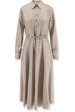 Gucci Sukienki, Kobieta, brązowy, S, Elegancka Brązowa Sukienka Jedwabna