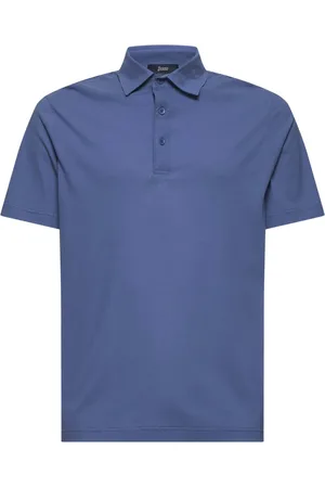 HERNO Koszulki, Mężczyzna, Niebieski, XL, Niebieski Polo z Metalowym Logo