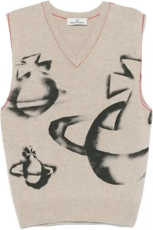 Vivienne Westwood Swetry, Mężczyzna, Beżowy, S, Owsiany Orbit Kamizelka